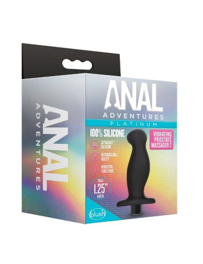 Черный анальный вибромассажёр Silicone Vibrating Prostate Massager 02 - 10,8 см.