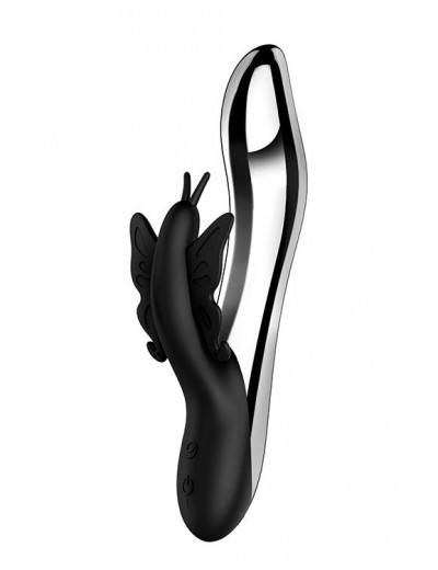 Черный вибратор с подсветкой NAGHI NO.37 RECHARGEABLE LIGHT-UP VIBE - 24 см.