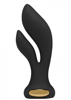 Черный вибромассажёр Aura Double Stimulator - 14,5 см.