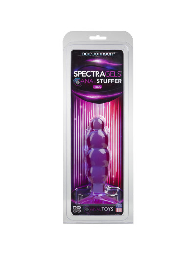Фиолетовая рельефная анальная пробка SpectraGels Purple Anal Stuffer - 14 см.