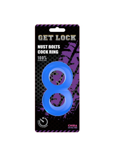 Синее эрекционное кольцо-восьмерка Duo Cock 8 Ball Ring