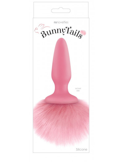 Розовая анальная пробка с коротким розовым хвостиком Bunny Tails
