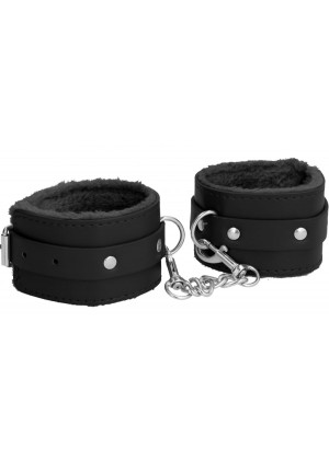 Черные поножи Plush Leather Ankle Cuffs