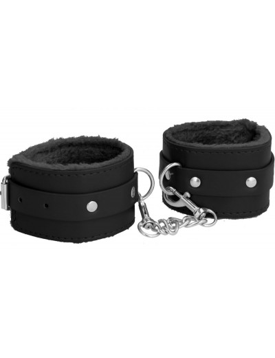 Черные поножи Plush Leather Ankle Cuffs