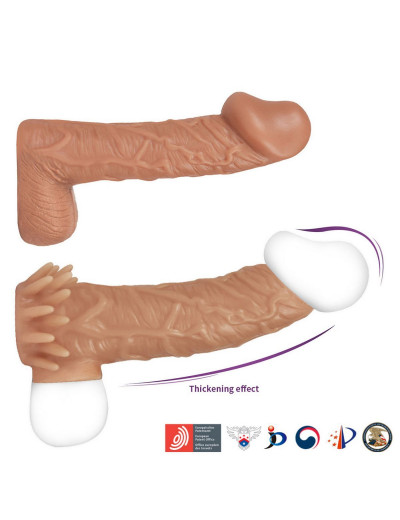 Телесная насадка с усиками и открытой головкой Nude Sleeve L - 14 см.