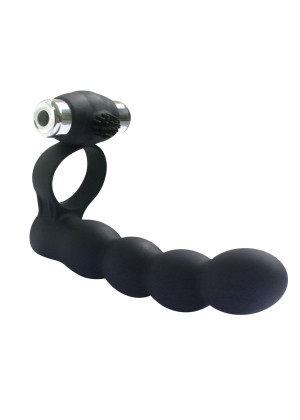 Черная вибронасадка для двойного проникновения Double Penetration Beads
