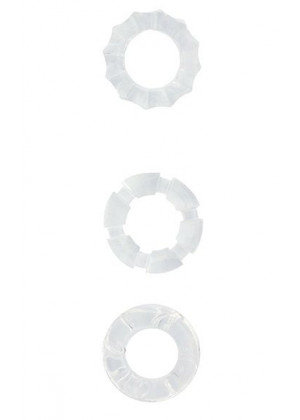 Набор из 3 прозрачных эрекционных колец MENZSTUFF STRETCHY COCK RINGS