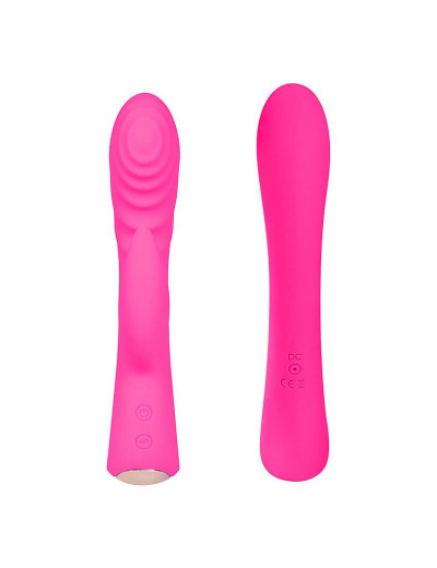 Ярко-розовый вибромассажер-кролик 5  Silicone Ripple Passion - 19,1 см.