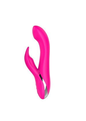 Розовый вибратор NAGHI NO.19 RECHARGEABLE DUO VIBRATOR со стимулятором клитора