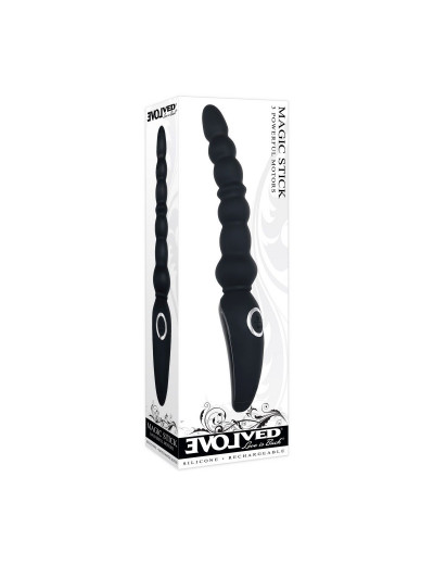 Черная анальная виброелочка Magic Stick - 22,6 см.