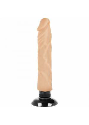 Телесный вибратор на присоске Basecock Realistic Vibrator 2in1 - 20 см.