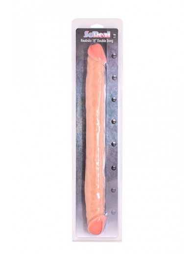 Телесный двусторонний фаллоимитатор SO REAL REALISTIC 18INCH DOUBLE DONG - 46 см.