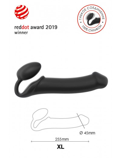 Черный безремневой страпон Silicone Bendable Strap-On XL