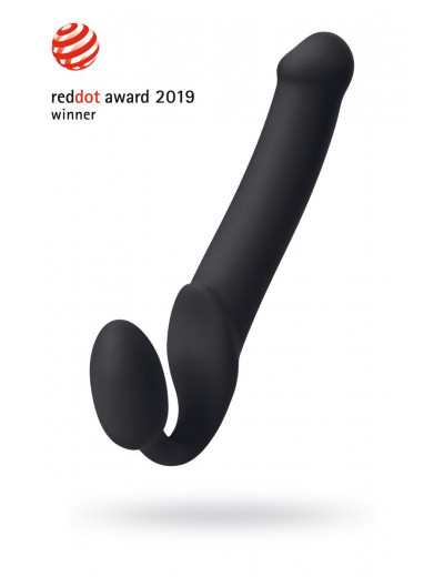 Черный безремневой страпон Silicone Bendable Strap-On XL