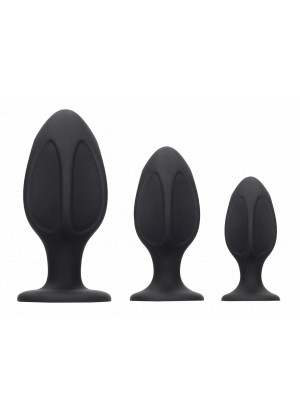 Набор из 3 черных анальных пробок Diamond Shape Butt Plug Set