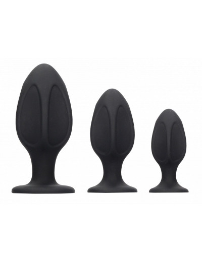 Набор из 3 черных анальных пробок Diamond Shape Butt Plug Set