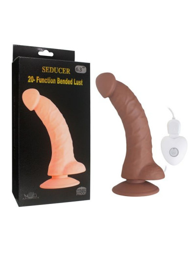 Коричневый вибратор SEDUCER 20 Function Bended Lust - 17,5 см.