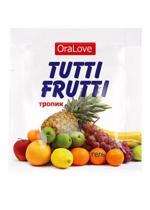 Пробник гель-смазки Tutti-frutti со вкусом тропических фруктов - 4 гр.