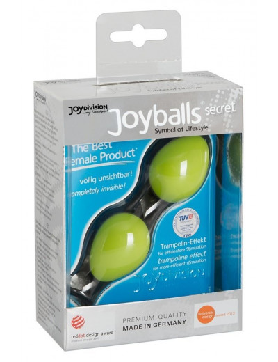 Зелёные вагинальные шарики на чёрной сцепке Joyballs Secret