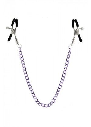 Зажимы для сосков с фиолетовой цепочкой Sweet Caress Nipple Chain