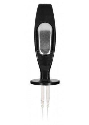 Черный электростимулятор с проводящей насадкой E-Stim Hollow Butt Plug - 7,8 см.