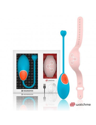 Голубое виброяйцо с нежно-розовым пультом-часами Wearwatch Egg Wireless Watchme