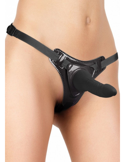 Чёрный страпон Pleasure Strap-On - 14,5 см.