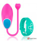 Розовое виброяйцо с зеленым пультом-часами Wearwatch Egg Wireless Watchme