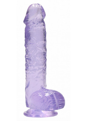 Фиолетовый фаллоимитатор Realrock Crystal Clear 7 inch - 19 см.
