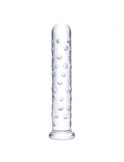 Прозрачный стеклянный фаллос с массажным рельефом 10  Extra Large Glass Dildo - 25,5 см.