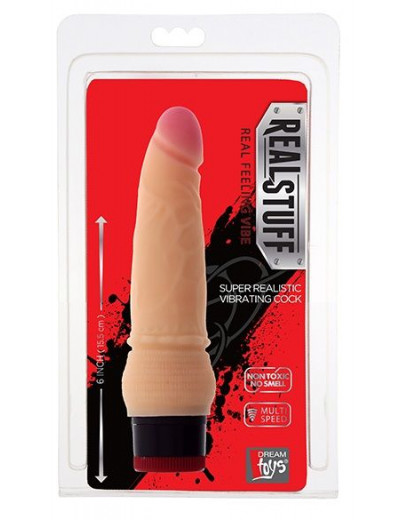 Вибратор-реалистик со встроенным пультом REALSTUFF 6INCH VIBRATOR - 15,5 см.