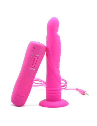 Розовый вибратор на присоске 7 Mode Ripple Dildo - 13 см.
