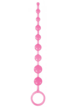 Розовая анальная цепочка-елочка Pleasure Beads - 30 см.