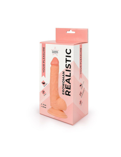Реалистичный телесный фаллоимитатор Erowoman - 19,5 см.