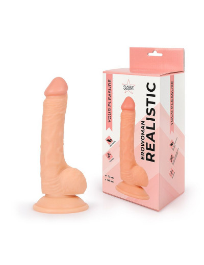 Реалистичный телесный фаллоимитатор Erowoman - 19,5 см.