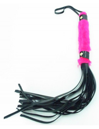 Плеть из лака с розовым мехом BDSM Light - 43 см.