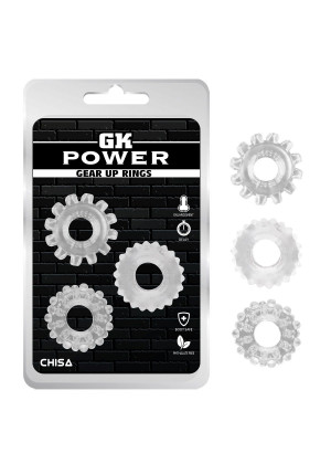 Набор из 3 прозрачных эрекционных колец Gear Up Rings
