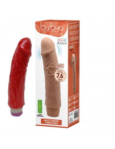 Красный вибратор-реалистик Jeff - 19,5 см.