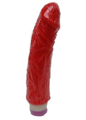 Красный вибратор-реалистик Jeff - 19,5 см.