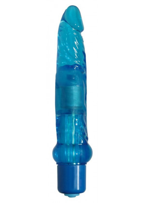 Голубой гелевый анальный вибратор Jelly Anal - 17 см.