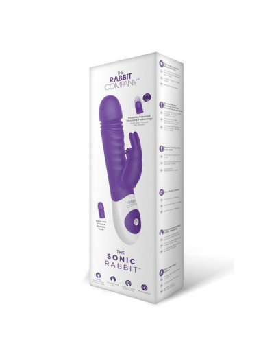 Фиолетовый вибратор-кролик The Sonic Rabbit - 22 см.