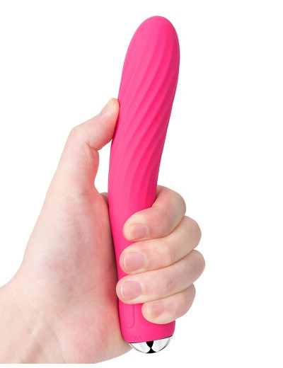 Вибратор со спиралевидным рельефом и функцией нагрева Anya Plum Red - 19,6 см.