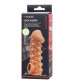 Телесная закрытая насадка с шариками Cock Sleeve 010 Size S - 13,8 см.