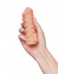 Телесная закрытая насадка с шариками Cock Sleeve 010 Size S - 13,8 см.