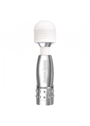Серебристый жезловый мини-вибратор с кристаллами Mini Massager Silver Edition