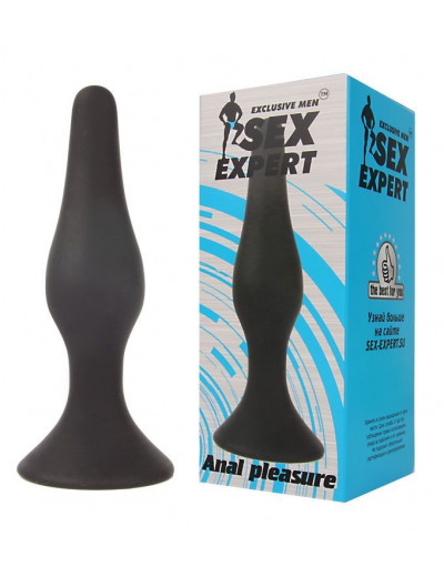 Чёрная анальная пробка Sex Expert - 11 см.