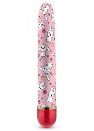 Яркий вибромассажёр с принтом Sweet Bunny - 17,8 см.