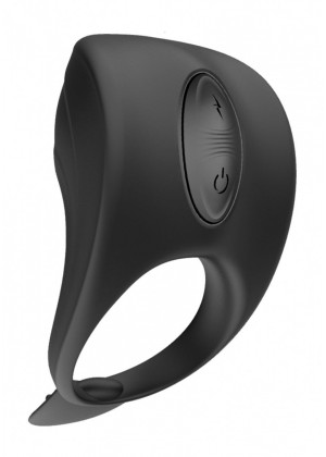 Черное эрекционное виброкольцо с электростимуляцией C-spot Massager