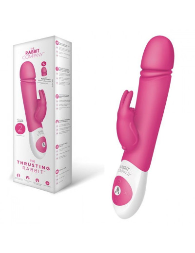Розовый вибратор с функцией толкания Thrusting Rabbit