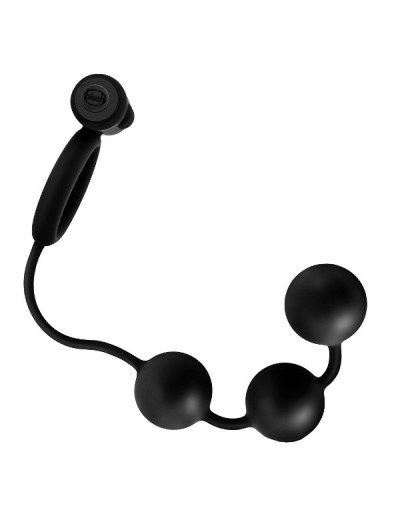 Черная анальная цепочка с эрекционным виброкольцом Silicone Anal Beads with Vibrating C-Ring